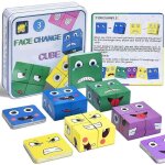 Puzzle en bois - montessori - iq puzzle de visage - 16 cubes - 64 cartes - jouet educatif 3 ans