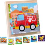 Puzzle en bois - non spcifi - 6 en 1 - jouet ducatif - 3d - multicolore