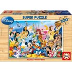 Puzzle enfant en bois 100 pieces les amis disney : aladdin roi lion bambi belle et la bete peter pan ...