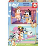 Coffret 2 puzzles en bois enfant 25 pieces - famille et amis de bluey - set puzzle chien et 1 carte offerte ...