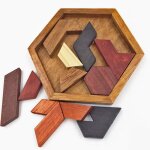 Puzzles hexagonaux en bois jeu de qi jouets éducatifs pour enfants et adultes planche tangram casse - ... Puzzles hexagonaux en bois jeu de qi jouets éducatifs pour enfants et adultes planche tangram casse - ...