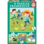 Puzzle progressif animaux ferme - educa - 4 puzzles de 6  16 pices - pour enfants de 0 mois et plus ...