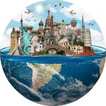 Puzzle rond 1000 pices paysages architecturaux clbres puzzle ducatif soulagement du stress jouet ...