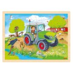 Puzzle tracteur - goki - 96 pices en bois - thme ferme - pour enfants  partir de 6 ans