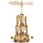 Pyramide de nol 45cm en bois avec crche mouli?
