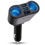Qc 3. 0 chargeur allume cigare usb 12v 15w ports usb + 2 prises adaptateur allume - cigare chargeur de ...