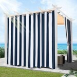 Qelus rideau ext�rieur imperm�able � rayures 254x243cm occultant thermique pour jardin patio blanc et ...
