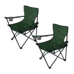 Qian - 2 x chaise de camping fauteuil pliante avec porte - boisson - acier et 600d pvc - vert (charge ...