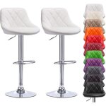 Qian - 2pcs tabouret de bar moderne chaises de bar en simili cuir structure mtallique pivotants hauteur ...