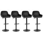 Qian - 4 x tabouret de bar en velours noir �l�gante r�tro - r�glable hauteur / pivotant - chaises de ...