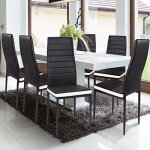 Qian - lot de 6 chaises romane en pu noir / blanc pour salle à manger Qian - lot de 6 chaises romane en pu noir / blanc pour salle à manger