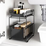 Qian organiseur  2 niveaux avec paniers coulissants - tagre comptoir de cuisine en mtal - sous vier ...