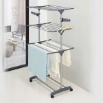 Qian séchoir à linge Étendoir à linge pliable pour usage intérieur / extérieur - 3 niveaux acier inox ... Qian séchoir à linge Étendoir à linge pliable pour usage intérieur / extérieur - 3 niveaux acier inox ...