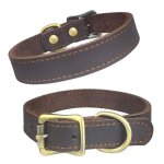 Qianruida collier pour chien cuir vritable colliers rglables en cuir - s