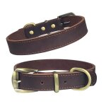 Qianruida collier pour chien cuir vritable colliers rglables en cuir ? m