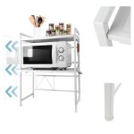Qifashmameuble etagere - blanc - support extensible four  micro - ondes  charge lourdeavec 6 crochets ...
