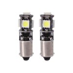 Qiilu 2x blanc h6w ba9s led 5 smd canbus erreur de lecture de coin libre de lecture carte ampoules