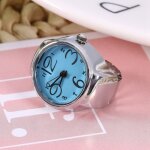 Qiilu bague de montre � doigt 1pc bague � doigt ronde analogique en quartz montre couple mode pour femmes ...