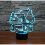 Qq71998 3d lumi�re de nuit pour pok�mon bulbizarre 7 couleurs interrupteur tactile lampe de table de ...