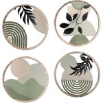 Quatre peintures murales en bois de style boh�me d�corations murales modernes de style ferme (3d - vert) ...