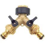 Raccord de robinet 2 voies en laiton - pzcc - adaptateur double - vannes marche / arr�t individuelles ...