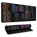 Raccourcis excel - grand tapis de souris �tendu - tapis de clavier de jeu � bords cousus - tapis de souris ...