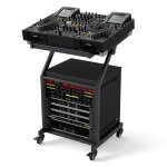 Rack audio professionnel � 2 niveaux costway support pour table de mixage dj 9u barres r�glables roulettes ...