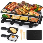 Raclette 8 personnes - rev�tement antiadh�sif - appareil � raclette �lectrique avec 8 mini po�lons - ...