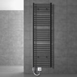 Radiateur de salle de bain lectrique avec rsistance 1200w 500x1800 mm anthracite droit avec raccord ...