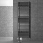 Radiateur de salle de bain électrique avec résistance 1200w 600x800 mm anthracite droit avec raccord ... Radiateur de salle de bain électrique avec résistance 1200w 600x800 mm anthracite droit avec raccord ...