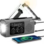 Radio durgence portable am / fm / noaa � manivelle lampe torche led lampe de lecture alarme sos et prise ...