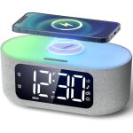 Radio r�veil bluetooth avec chargement sans fil qi 15w r�veil connect� avec �cran led et 5 luminosit�s ...