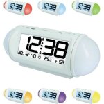 R�veil radio - pilot� techno line wt 499 blanc ? �cran r�tro�clair� multicolore radio 2 alarmes