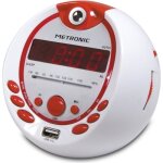 Radio rveil projection metronic pirate - fm radio - lecteur mp3 - led rouge - blanc et rouge