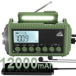 Radio solaire fm / am portable avec 12000mah batterie rechargeable radio durgence avec manivelle lampe ...