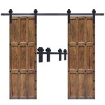 Rail de porte coulissante en acier au carbon noir - 352cm rail suspendu pour porte double porte de grange ...
