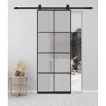 Rail porte coulissante 2m porte en bois verre aluminium noir Rail porte coulissante 2m porte en bois verre aluminium noir