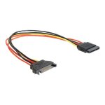 Rallonge de cble dalimentation delock - sata 15 broches (m) vers sata 15 broches (f) - 30 cm