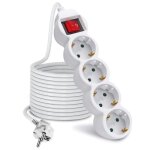 Rallonge multiprise - 3 m�tres - 4 prises - interrupteur - blanc