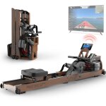 Rameur � eau - joroto - mr280pro - bois ch�ne - �cran lcd - support tablette - pliable