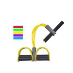 Rameur avec lastique jaune - appareil de gym 4 avec repose - pieds pour exercice