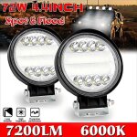 Rampe de phare de travail led 2x72w 12v 24v ronde projecteurs lumire feux pour voiture camions suv atv ...