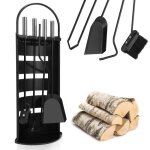 Randaco serviteur de chemin�e ensemble 5 pi�ces avec tisonnier pelle � cendre pinces balai & support ...