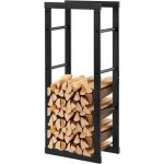 Range - b�ches �tag�re pour bois de chemin�e int�rieur ext�rieur 100x40x25 cm porte - b�ches en m�tal ...