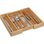 Range - couvert extensible organiseur de tiroir en bambou hlp 55 x 39 x 355 cm rangement cuisine nature[66] ...