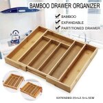 Range - couverts r�tractable - bambou cuisine tiroir bo�te de rangement vaisselle aw22513