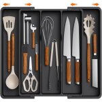 Range - couverts tiroir extensible noir grand plateau r�glable argenterie / outils / gadgets cuisine ...