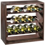 Rangement pour bouteilles � vin 3 �tag�res en bois de pin - marron - l 50 x p 25 x h 50 cm