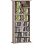 Rangements pour cd et dvd - homcom - 8 compartiments et 6 �tag�res r�glables - capacit� max. 360 cd / ...