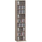 Rangements pour cd et dvd - homcom - 9 compartiments - 260 cd / 120 dvd - panneau de particules - 33 ...